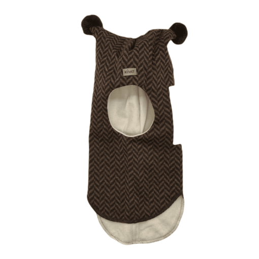 Balaclava strl 3 (5-10år) Brun/svart/två tofsar