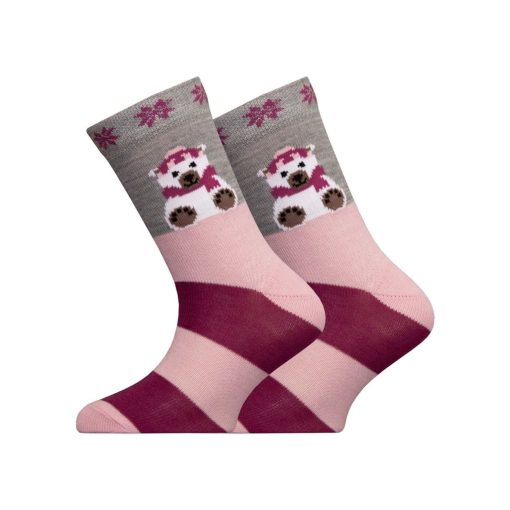 Merinoullsstrumpor - Isbjörn / Rosa