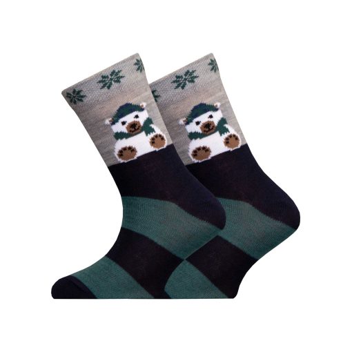 Merinoullsstrumpor - Isbjörn / Mörkblå