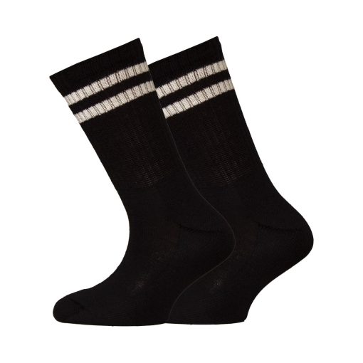 Merinoullsstrumpor - Tennisstrumpor (svart/vit)