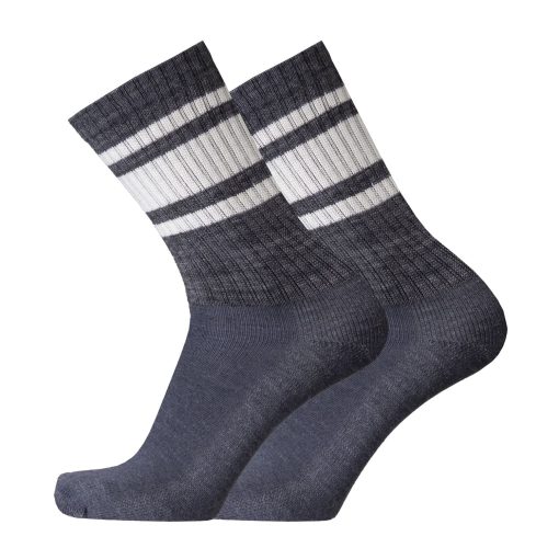 Merinoullsstrumpor - Tennisstrumpor (grå/vit)