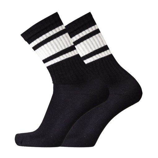 Merinoullsstrumpor - Tennisstrumpor (svart/vit)