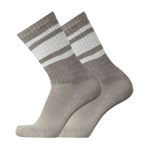 Merinoullsstrumpor - Tennisstrumpor (beigebrun/vit)